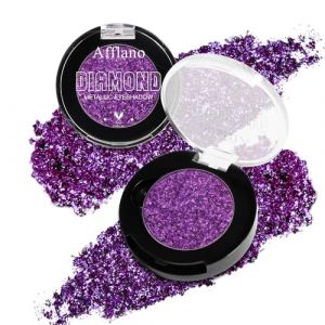 Afflano Ombre à PaupièRes Violet Pailleté, Fard à PaupièRes Violet Scintillant Diamant Métallique, Pigmentation Intense, Purple Eyeshadow Couleur Prune Holographique, Maquillage Des Yeux Étincelant (Afflano Direct, neuf)