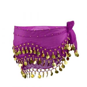 Wisebom Ceinture Danse Orientale Femme, &Eacute;charpe de Hanche en Mousseline avec 128 Pi&egrave;ces d'or, Jupe de Danse du Ventre (FR/ES, Alpha/Lettres, Taille Unique, Taille Normale, Taille Normale, Violet) (laughhe, neuf)