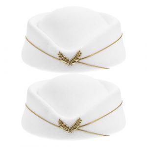 BESPORTBLE 2 Pièces Chapeau D'hôtesse Chapeaux De Marin Déguisement Cosplay Hôtesse De L'air Déguisement Hôtesse De L'air Chapeaux D'hôtesse De L'air Imitation Monny Blanche (Breeze & Leaves, neuf)