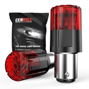 Cenmoll Ampoule LED P21/5W rouge, 3200LM super lumineuse 12V-24V r&eacute;sistance de charge int&eacute;gr&eacute;e 1157 BAY15D 380 P21/5W pour feux arri&egrave;re de recul, feux de stationnement et feux de jour, lot de 2 (BIToo, neuf)