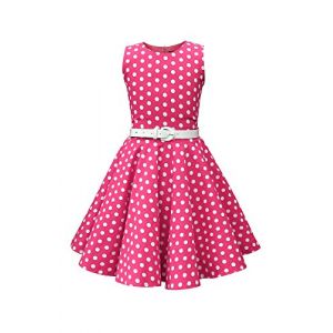 BlackButterfly Enfants Robe Années 50 Vintage à Pois 'Audrey' (Rose - Pois, 7-8 Ans) (BlackButterfly Clothing, neuf)