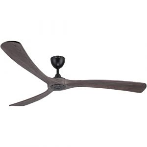 Ovlaim 183 CM Ventilateur de plafond avec 3 pales en bois, télécommande wifi, IP44 étanche, moteur DC silencieux, marron & noir (Ovlaimeu, neuf)