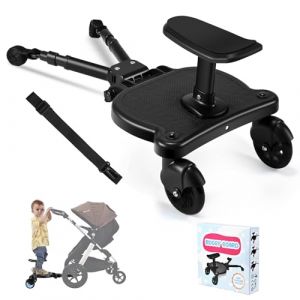 JoyCushy Planche Poussette Universelle,Skate Poussette Universelle, Portable Kiddy Boards avec Sangle de Suspension,Rotation à 360,Planches à Roulettes pour bébé pour Enfants de 2 à 6 Ans,noir (QQQ_c, neuf)