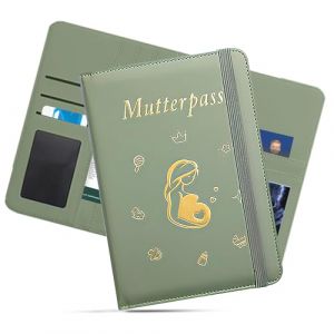 &Eacute;tui de protection pour carnet de maternit&eacute; en cuir synth&eacute;tique avec 9 compartiments pour ranger cartes d'assurance, &eacute;chographies, carnet de vaccination des m&egrave;res, vert (BozeRICH, neuf)