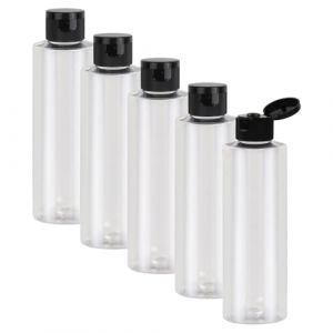 Chstarina 5 Pièces Flacon Vide Voyage 200ml, Bouteille de Voyage, Rechargeable, Transparente, Flacon avec Flip Cap Vide, Bouteilles en Plastique pour Cosmétique, Gel Douche, Shampoing (hatixiang, neuf)