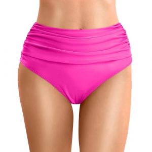 G&eacute;n&eacute;rique Bas Maillot De Bain Taille Haute pour Femme &Eacute;l&eacute;gant Bikini Ruched Bikini Slips Couleur Unie Triangle Short de Bain Amincissant Gainant Ventre Plat Maillot de Bain (MOKKY, neuf)