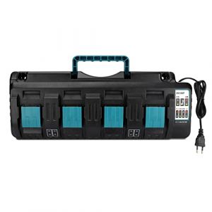 Chargeur de batterie 4 ports 3 A pour batterie Makita 18 V, chargeur de batterie DC18SF 14,4-18 V pour BL1850, BL1860B, BL1830B, BL1840B, remplacement pour chargeur DC18RC, DC18RD, DC18RA (prise (Tai Jing Tech-EU, neuf)