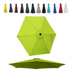 JEDAL Auvent de Remplacement pour Parasol de 200cm 250cm 270cm 300cm toile de rechange de Parasol 6 Baleines Housse De Rechange de Polyester de Parasol de Terrasse UV30+(vert,300cm) (HLYCc, neuf)