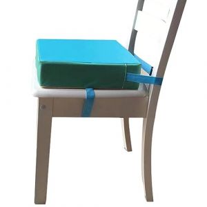 Chickwin Coussin Rehausseur Chaise Enfant, Chaise Haute Bébé Portable Réhausseur Coussin de Siège Ajustable Démontable Confortable Eponge Coussins pour Salle à Manger (Bleu-vert,32 * 32 * 8cm) (chickwing, neuf)