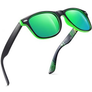 Joopin Rétro Lunette de Soleil Homme Polarisée Carrée et Lunette de Soleil Sport Femme Vert Vintage Effet Miroir Pour Voyage (Joopin Fashion, neuf)