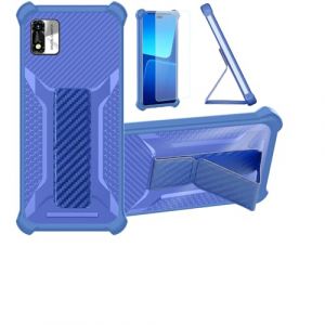 bojioderf Coque pour KONROW Star 55 Max Coque &Eacute;tui Case Cover Hybride [avec Protection d'&eacute;cran en Verre tremp&eacute;] [Support magn&eacute;tique Pliable] [givr&eacute; r&eacute;sistant aux Empreintes digitales] Bleu (Oujietong, neuf)