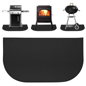 HIULLEN Plaque de Plancher Cheminée Semi-Ronde, 100 * 50CM Protection Contre Les étincelles pour poêle Cheminée, Tapis Thermique protéger Le Sol des- Noir (YQMYEU, neuf)
