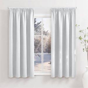 Runy&eacute;la Rideau Occultant Thermiques Isolant 120x140(LxH) Lot de 2 avec Galon Fronceur Anti Froid et Chaleur, Rideaux Opaque Anti UV D&eacute;coration Int&eacute;rieure Chambre Salon Gris Blanc (Runi-EU, neuf)