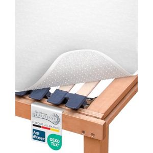 Beautissu Protege Matelas BEAUTECT - Isolateur sommier à Lattes - avec Picots Souples – Aleze Protege Matelas Lavable – sous-Matelas Blanc 90x200cm (Brandvin, neuf)