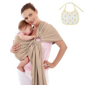 Aolso Porte porte bebe naissance certifiée, Echarpe de Portage Bebe, Echarpes de Portage réglable pour les Tailles, Porte-bébé confortable pour votre bébé, Matériau polyester(Marron Clair) (YIJIABAI, neuf)