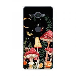 KARTXITAI Coque Compatible avec Sony Xperia XZ2 Compact,Housse Étui de Protection en Ultra Transparente Silicone en Gel TPU Souple Case Cover Shock-Absorption-Champignons, Papillons, Lune (KARTXITAI, neuf)