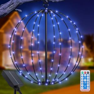 Lanterne Solaire Exterieur Jardin &agrave; Suspendre, JIMACRO 30cm Grande Guirlande Lumineuse &agrave; LED M&eacute;tal Lampe Solaire Exterieur Decorative 120 LEDs &Eacute;tanche Lumi&egrave;re D&eacute;corative de No&euml;l (JIMACRO, neuf)