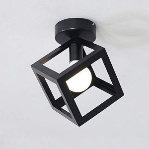 Mengjay E27 Retro Métal Plafonnier Suspensions Luminaire Lustre Industriel Vintage Style Noir Créatif Metal Plafonniers Luminaire Cube Eclairage Lampe Plafonnier Luminaire (Mengjay, neuf)