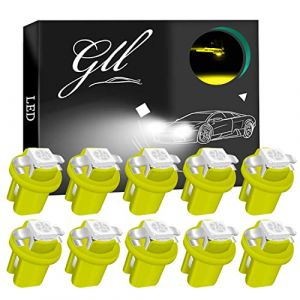 GLL Grandview 10pcs LED T5 Janue Ampoules LED B8.5 Tableau de Bord Ampoules 1-5050-SMD pour Voiture Tableau de Bord Compteur de Vitesse Instrument Gauge Cluster Voyant (Grand-View, neuf)