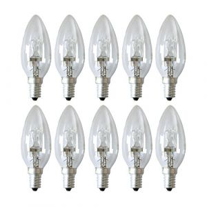 Lot de 10 ampoules halogènes flamme Eco 18 W = 25 W/23 W E14 (ncc-design, neuf)