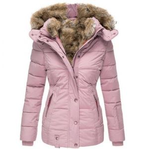 SUIUOI Manteau d'hiver pour femme - Veste matelass&eacute;e chaude doubl&eacute;e avec capuche en fourrure synth&eacute;tique, veste d'hiver cintr&eacute;e avec fermeture &eacute;clair, long manteau &agrave; capuche pour femme, pour le (YiWuShiQiTongDianZiShangWuShangHang, neuf)
