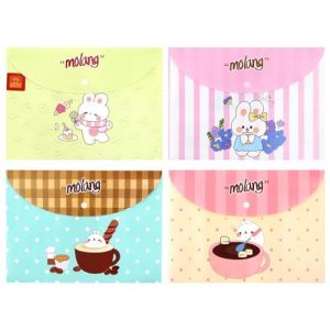 4 Pi&egrave;ces Organisateur de Dossiers A4, Portefeuilles en Plastique Lapin Mignon, Enveloppes de Classement, Dossiers de Documents, Fichiers Popper avec Bouton pour Enfant, Bureau &agrave; Domicile (Feiandenguk, neuf)