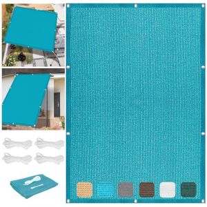 Voile D'Ombrage Rectangulaire 3 x 4 m HDPE Respirant Filet D'Ombrage Toile Filet Brise Vue Ext&eacute;rieur, Jardin, Terrasse, Balcon Aux UV 98% avec Oeillets et Cordons Brise Vent, Bleu Ciel (LvLiangLiMeiDianZiShangWuYouXianGongSi, neuf)