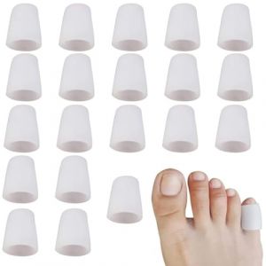 20 Pièces Protecteur d'Orteil en Gel Manchons d’Orteil Petits en Gel pour Cors, Ampoules, Callosités, Orteils et Doigts, Empêche le Frottement, la Pression (Tube d'Orteil Petit en Gel, Blanc) (Newbilty OU, neuf)