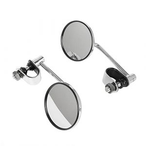 Baceyong 1 rétroviseur rond rétro pour moto avec adaptateurs 22-25 mm (3/8"-7/8"), rétroviseur à clipser pour guidon latéral réglable, embouts de guidon universels, rétroviseur chromé (Baceyong, neuf)
