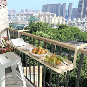 CTREVL Table Suspendue Balcon, Table de Balcon Suspendue, Table Suspendue pour Balcon, MatéRiau MéTallique, Convient aux Garde-Corps de 1-16 Cm, Convient aux Balcons Cours Terrasses ExtéRieurs(Beige,9 (CTREVL, neuf)