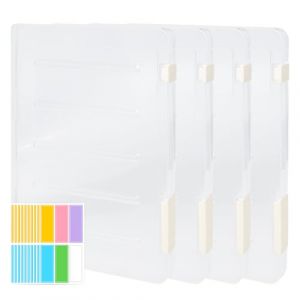 Pilikoll 4 Pi&egrave;ces Bo&icirc;tes de Rangement de Fichiers A4 avec &eacute;tiquette Bo&icirc;tes De Classement Organisateur Plastique Transparent Bo&icirc;te d'archives Portable Rangement de Fichiers Transparente de Empilables (Jeffory, neuf)