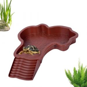 PZCC Enclos Tortue Terrestre Exterieur, Plat d'eau Bassin pour Tortue de Piscine avec Rampe, Accessoire Tortue Terrestre, Bol d'eau pour Reptiles, Bassin de Douche pour Terrasse (Rouge Brunâtre) (Appleton Trade Store, neuf)