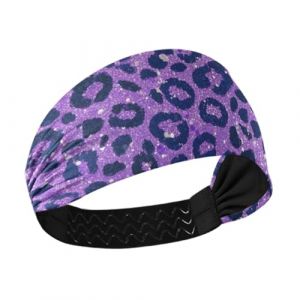 Bandeau de sport élastique pour cheveux de femme avec imprimé léopard à paillettes Lavande Pour un usage quotidien Tennis Cyclisme Accessoires pour le cabello de mujer (LLiangCai, neuf)