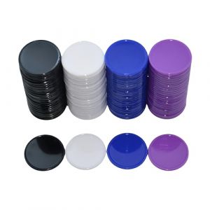 Smartdealspro Lot de 100 jetons de poker en plastique opaques de 2,5 cm avec boîte de rangement (4 couleurs : noir, blanc, bleu, violet) (SuperDealsPro(SmartDealsPro Official Store), neuf)