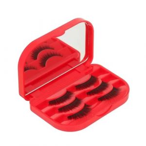 Bo&icirc;te de rangement vide en plastique &eacute;tanche pour faux cils - Miroir de maquillage - Organiseur de voyage (rouge) (YUN YI SHANG MAO, neuf)
