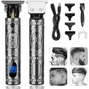 Tondeuse Cheveux Hommes, Tondeuse Barbe Homme Professionel, Rasoir Electriques Hommes Écran LED, Sans Fil Brostyle Tondeuse Precision Rechargeable, Silencieuse pour les Enfant et la Famille (NOIR) (ZISONIX, neuf)