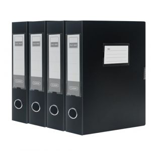 SOYIRI Lot de 4 Boîtes de Classement A4 en Plastique, Dos de 55 mm, Boîte à Archive pour bureau, école – Noir (long zi mao yi, neuf)