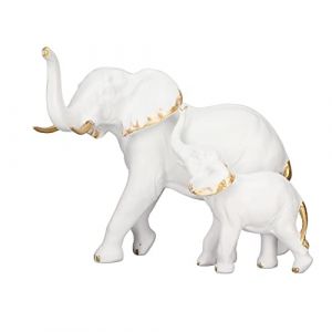 Statue D'éléphant, Figurines Mère et Bébé éléphant Figurines Peintes Exquises en Résine, éléphant Porte Chance, Santé, Force, Porte-bague pour Bijoux, Bague en Diamant (Rotekt, neuf)