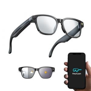 tulilut Lunettes Intelligentes AI avec Cam&eacute;ra 8MP, Lunette Camera Bluetooth Homme, Traduction IA Temps R&eacute;el, Audio Open-Ear, Lentilles Automatiques, Protection UV, Vid&eacute;o HD 1200P (Tulilut, neuf)