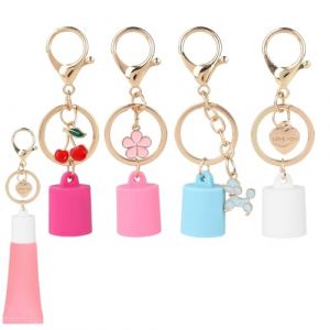 4pcs Porte-Cl&eacute;s Porte-Gloss pour Baume &agrave; L&egrave;vres Summer Fridays 0,5 oz, Porte-Cl&eacute;s Rouge &agrave; L&egrave;vres 4 Couleurs Compatible avec le Baume LANGIGE 0,35 oz avec Cadeau pour Femme (moncion, neuf)