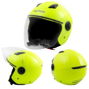 Casque avec Visi&egrave;re Longue Moto Scooter Quad Jet ECE 22 Flux Jaune XXL (sonicmoto, neuf)