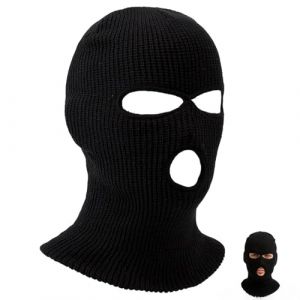 1 Pi&egrave;ces Cagoule 3 Trous, Balaclava Tricot&eacute; Int&eacute;gral Cagoule, Balaclava &agrave; 3 Trous Tricot&eacute; pour Ski Moto V&eacute;lo Cyclisme (Noir) (mianyangtongyuanhaodianzishangwuyouxiangongsi, neuf)