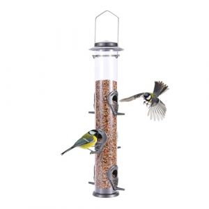 Urban Deco Mangeoire &agrave; oiseaux en m&eacute;tal &agrave; suspendre avec tube de suspension en acier, r&eacute;sistante aux intemp&eacute;ries et &agrave; l'eau, id&eacute;ale pour attirer les oiseaux (gris) (Visit Urban Deco Store, neuf)