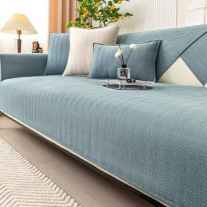 Gluhbirnen Couverture de canapé - Housse de canapé pour assise antidérapante - Structure à chevrons - Protection de canapé - Bleu brume - 90 x 160 cm (Gluhbirnen, neuf)