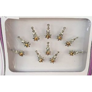 B2642 Or Argent diamant Bindi Tattoo autocollant de mariage Forehead Tikka Bindi Bollywood Saree (Mehek!, neuf)