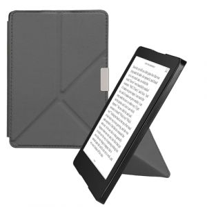 kwmobile Étui Compatible avec Kobo Aura Edition 2 Coque - Étui à Rabat magnétique Tablette eReader Similicuir - Anthracite (SX-Commerce, neuf)