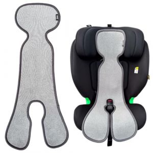 HECKBO Housse de siège enfant été anti-transpiration pour poussette - groupe 1 - siège auto avec ceinture 3 points 5 points pour tapis enfant - fille garçon - gris (HECKBO Germany GmbH, neuf)