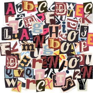 GWAWG 104Pcs Lettre Autocollante Vintage, Lettre Autocollante en Imperméable, Autocollant de Scrapbooking pour Panneau, Boîte aux Lettres, étui de Voyage, Décor, Réservation de Scrap, Artisanat d'art (GWAWG, neuf)
