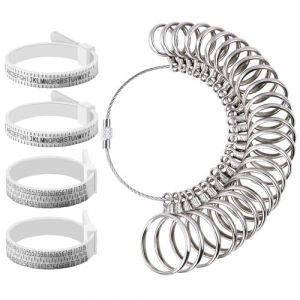 XoeLLe 5 Pièces Baguier Mesure Doigt Français, Mesure Doigt pour Bague, Baguier Taille Française, Taille Bague, Anneau Outil de Dimensionnement Standard Plastique Europeenne Taille 41-76, UK A-Z (HAOFAN EU, neuf)