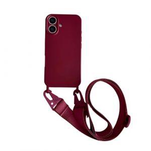 Emlivi Coque de protection pour iPhone 16 - Coque cha&icirc;ne, en nylon - En silicone TPU souple - Avec cordon de suspension, anti-chocs - Avec bande &eacute;l&eacute;gante - Pour iPhone 16 - Bordeaux (Emlivi, neuf)